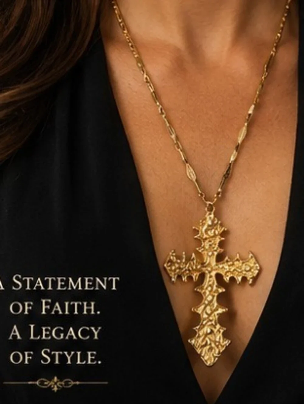 Poshmark Title:Vintage Crown Trifari Gold Tone Cross Pendant Necklace 26